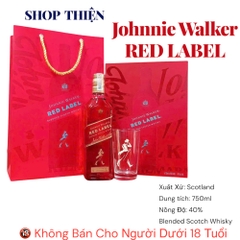 Hộp Quà Johnnie Walker Red Label 750ml Kèm Ly | Blended Scotch Whisky Scotland