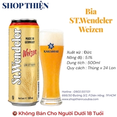Thùng x 24 Lon Bia Đức St. Wendeler Weizen 5.1% - Bia Lúa Mì Hefeweizen Lon 500ml - Karlsbrau