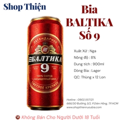 Thùng x 12 Lon Bia Baltika 9 Extra 900ml 8% - Bia Nga Đỏ Mạnh Đậm Đà | Shop Thiện