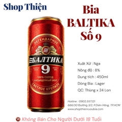 Bia Baltika 9 Extra 450ml 8% - Bia Nga Đỏ Mạnh - Thùng 24 Lon | Shop Thiện