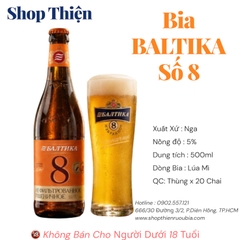 Thùng x 20 Chai Bia Baltika Số 8 - Bia Lúa Mì Không Lọc Nga - Chai 500ml