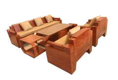 Bộ bàn ghế kim cương cân phòng khách 2 loại Gỗ Hương Đá và Gỗ Gõ đỏ - MSP: GKCCHĐ395