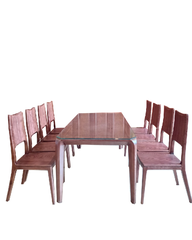 Bộ bàn ăn 180cm chân chữ u 8 ghế gỗ Sồi Nga - MSP: BACUS145