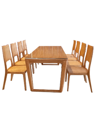 Bộ bàn ăn 180cm chân hươu 8 ghế gỗ Sồi Nga - MSP: BACHS145