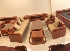 Bộ bàn ghế kim cương cân phòng khách 2 loại Gỗ Hương Đá và Gỗ Gõ đỏ - MSP: GKCCHĐ395