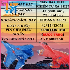 Đồ chơi Mô hình Máy bay điều khiển từ xa SU-27, Chất liệu xốp định hình EPP siêu bền, kháng nước, chống va đập