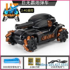 Xe Tăng Điều Khiển Từ Xa Bằng Cảm Biến Đeo Tay Và Remote 2.4Ghz Tank Fight, Xoay 360 Độ, Bắn Đạn Nước