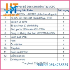 Combo Đồ Điện Chế Máy Bay Điều Khiển Với Tay MC6C+ RX7RB. maybayrc