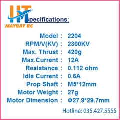 Động Cơ Máy Bay Mô Hình 3 Pha TINGKONGRC 2204/2300KV