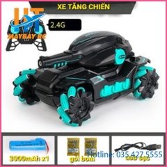 Xe Tăng Điều Khiển Từ Xa Bằng Cảm Biến Đeo Tay Và Remote 2.4Ghz Tank Fight, Xoay 360 Độ, Bắn Đạn Nước