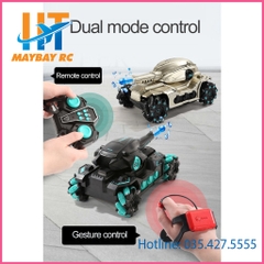 Xe Tăng Điều Khiển Từ Xa Bằng Cảm Biến Đeo Tay Và Remote 2.4Ghz Tank Fight, Xoay 360 Độ, Bắn Đạn Nước