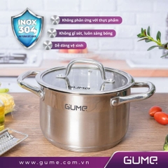 Bộ Nồi Chảo GUME, Chất Liệu Inox Với đáy 5 Lớp Phù Hợp Với Mọi Loại Bếp