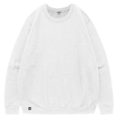 Áo dài tay màu trắng form rộng cổ tròn đẹp unisex cho nam nữ