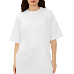 Áo Thun Trắng Trơn Cổ Tròn Nam Nữ, Form Rộng, Kiểu Unisex