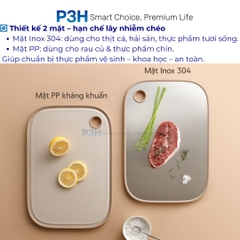 Thớt hai mặt LocknLock Double sided board inox 304, nhựa PP kháng khuẩn CKD096IVY P3H