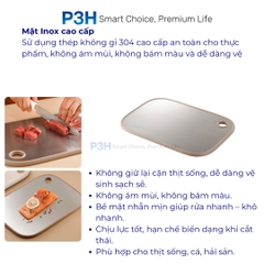 Thớt hai mặt LocknLock Double sided board inox 304, nhựa PP kháng khuẩn CKD096IVY P3H