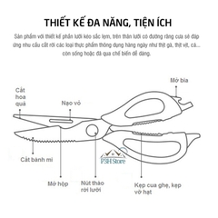 Kéo nhà bếp đa năng Lock&Lock dài 22.8cm có bao đựng từ tính LOR131