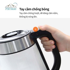 Ấm đun siêu tốc Lock&Lock 1.8L thân bình thủy tinh công suất 1850W - 2200W EJK256BLK P3H