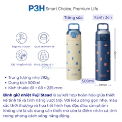 Bình Giữ Nhiệt Inochi 500ml Fuji Stead nắp mở 1 chạm quai xách tiện lợi P3H