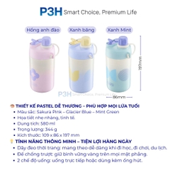 Bình giữ nhiệt Inochi Fuji Glee 580ml 2 chế độ uống dây đeo chéo màu sắc thời trang P3H