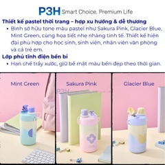 Bình giữ nhiệt Inochi Fuji Glee 580ml 2 chế độ uống dây đeo chéo màu sắc thời trang P3H