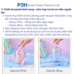 Bình giữ nhiệt Inochi Fuji POP 450ml nắp 2 tầng 2 cách uống , dây deo tiện lợi P3H