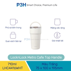 Bình giữ nhiệt LocknLock Metro Cafe Top Handle phủ sứ LHC4416 710ml / LHC4419 900ml có quai xách và ống hút đi kèm P3H