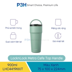 Bình giữ nhiệt LocknLock Metro Cafe Top Handle phủ sứ LHC4416 710ml / LHC4419 900ml có quai xách và ống hút đi kèm P3H