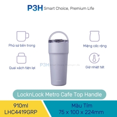 Bình giữ nhiệt LocknLock Metro Cafe Top Handle phủ sứ LHC4416 710ml / LHC4419 900ml có quai xách và ống hút đi kèm P3H