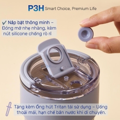 Bình giữ nhiệt LocknLock Metro Cafe Top Handle phủ sứ LHC4416 710ml / LHC4419 900ml có quai xách và ống hút đi kèm P3H