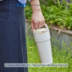 Bình giữ nhiệt LocknLock Metro Cafe Top Handle phủ sứ LHC4416 710ml / LHC4419 900ml có quai xách và ống hút đi kèm P3H