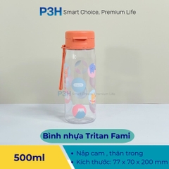 Bình nước FAMI nhựa tritan Inochi dung tích 350ml/500ml/700ml với họa tiết sinh động P3H