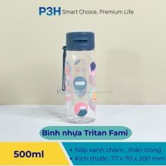 Bình nước FAMI nhựa tritan Inochi dung tích 350ml/500ml/700ml với họa tiết sinh động P3H