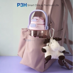 Bình nước nhựa Tritan Inochi Kita POP 560ml nắp mở 2 tầng có quai xách và dây đeo P3H