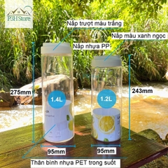 Bình nước LocknLock nắp trượt Slide Open nhựa PET BPA FREE dung tích 1.2L/1.4L HAP823 HAP824