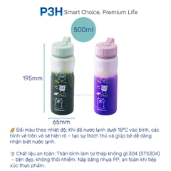 Bình Nước Đổi Màu LocknLock LHC7005 School Fit Switch Color 500ml Thép Không Gỉ Nhẹ Gọn P3H