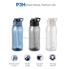 Bình Nước Nhựa LocknLock One Touch Sports Bottle ABF926 1.05L nắp mở 1 chạm có ống hút P3H