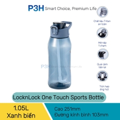 Bình Nước Nhựa LocknLock One Touch Sports Bottle ABF926 1.05L nắp mở 1 chạm có ống hút P3H