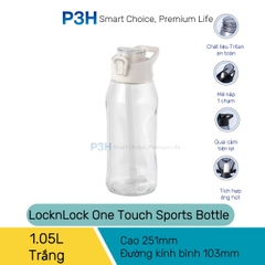 Bình Nước Nhựa LocknLock One Touch Sports Bottle ABF926 1.05L nắp mở 1 chạm có ống hút P3H