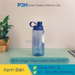 Bình nước thể thao nhựa Tritan Inochi Kita Sport dung tích lớn 2L nắp vặn dễ di chuyển P3H