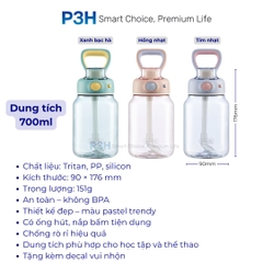 Bình Nước Tritan Kita Gummy 700ml – Kèm Decal Trang Trí, Thiết Kế Trẻ Trung, Tiện Lợi Mọi Lúc P3H
