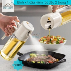 Bình xịt dầu kiêm rót dầu tự động 2in1 bằng thủy tinh dung tích 550ml Pinmoo AAB072