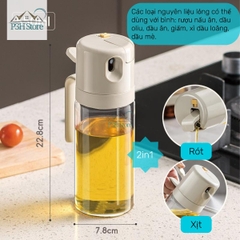 Bình xịt dầu kiêm rót dầu tự động 2in1 bằng thủy tinh dung tích 550ml Pinmoo AAB072