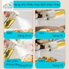 Bình xịt dầu kiêm rót dầu tự động 2in1 bằng thủy tinh dung tích 550ml Pinmoo AAB072
