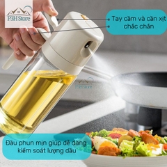 Bình xịt dầu kiêm rót dầu tự động 2in1 bằng thủy tinh dung tích 550ml Pinmoo AAB072