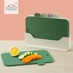 Bộ 4 Thớt nhựa kháng khuẩn đa năng có giá đỡ Inochi Yoko chống trượt, dày dặn P3H