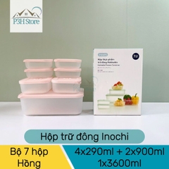 Bộ 7 hộp trữ đông thực phẩm Inoch Hokkaido chống dính kháng khuẩn có đồng hồ ghi nhớ thời gian H0873 P3H