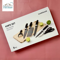 Bộ dao 6 món chống dính LocknLock bằng thép không gỉ 4 dao 1 bào 1 kéo CKK103S6