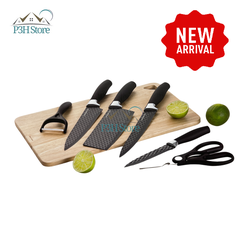 Bộ dao 6 món chống dính LocknLock bằng thép không gỉ 4 dao 1 bào 1 kéo CKK103S6