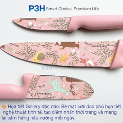 Bộ Dao Nhà Bếp 3 Món Lock&Lock Gallery CKK308S3 Họa Tiết Nghệ Thuật, Màu Hồng Pastel P3H Store